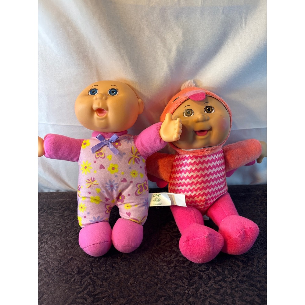 Cabbage Patch‎ Kids Cuties Plush Doll Lot 2 Pink Floral and Orange Bird Flamingo